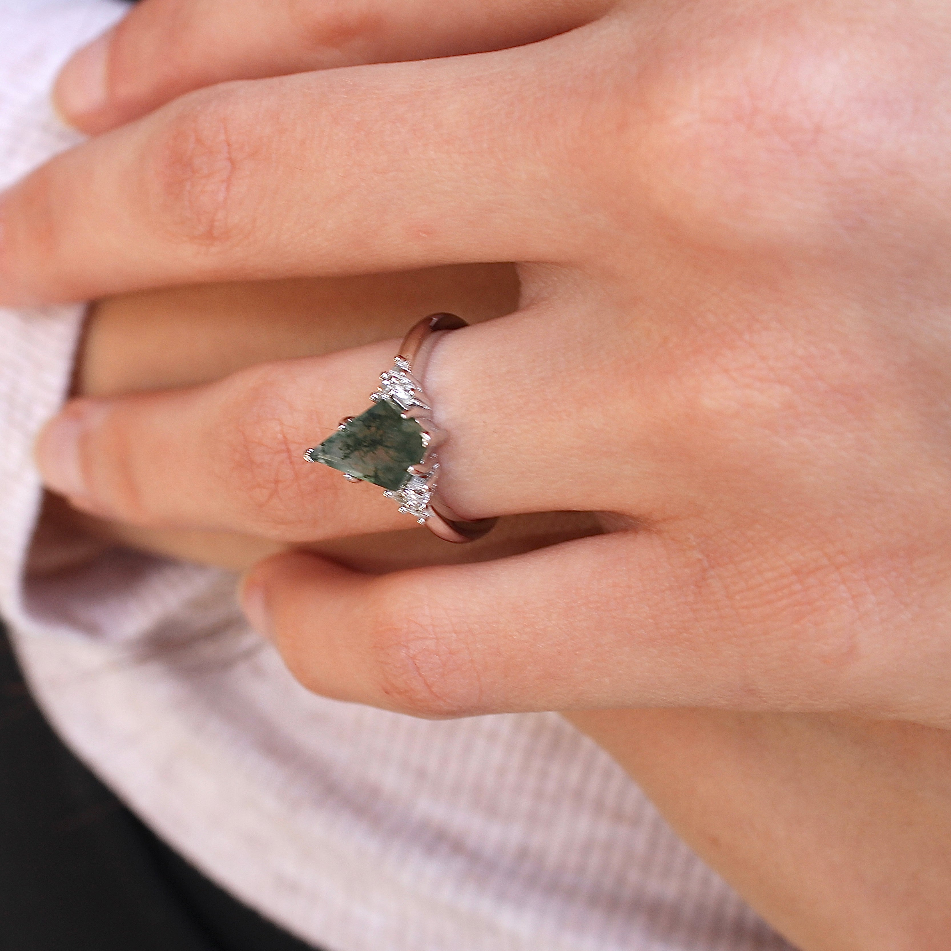 Vivian Grace Jewelry Ring Moss Agate & Topaz Ring
