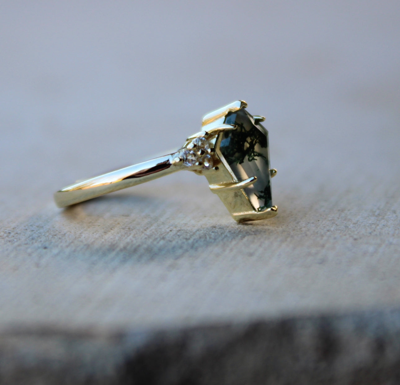 Vivian Grace Jewelry Ring Moss Agate & Topaz Ring