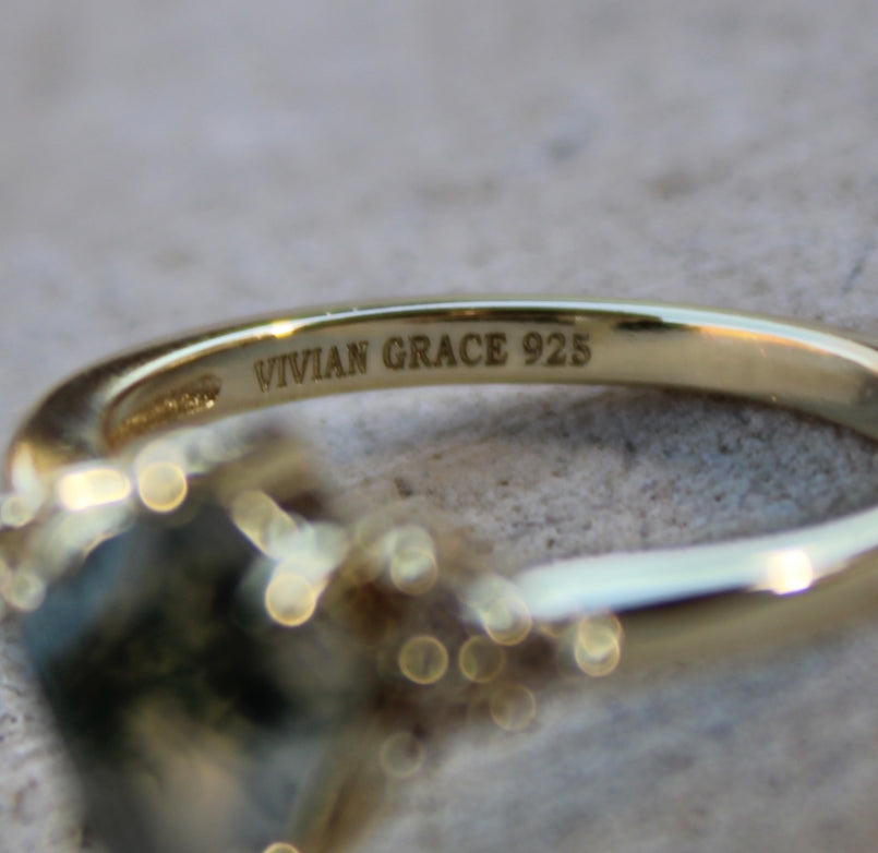 Vivian Grace Jewelry Ring Moss Agate & Topaz Ring