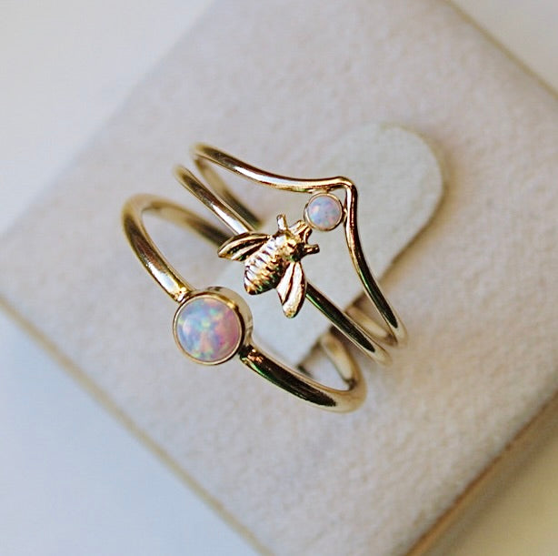 Vivian Grace Jewelry Ring Opal Chevron Stacking Ring - 14k Gold Filled