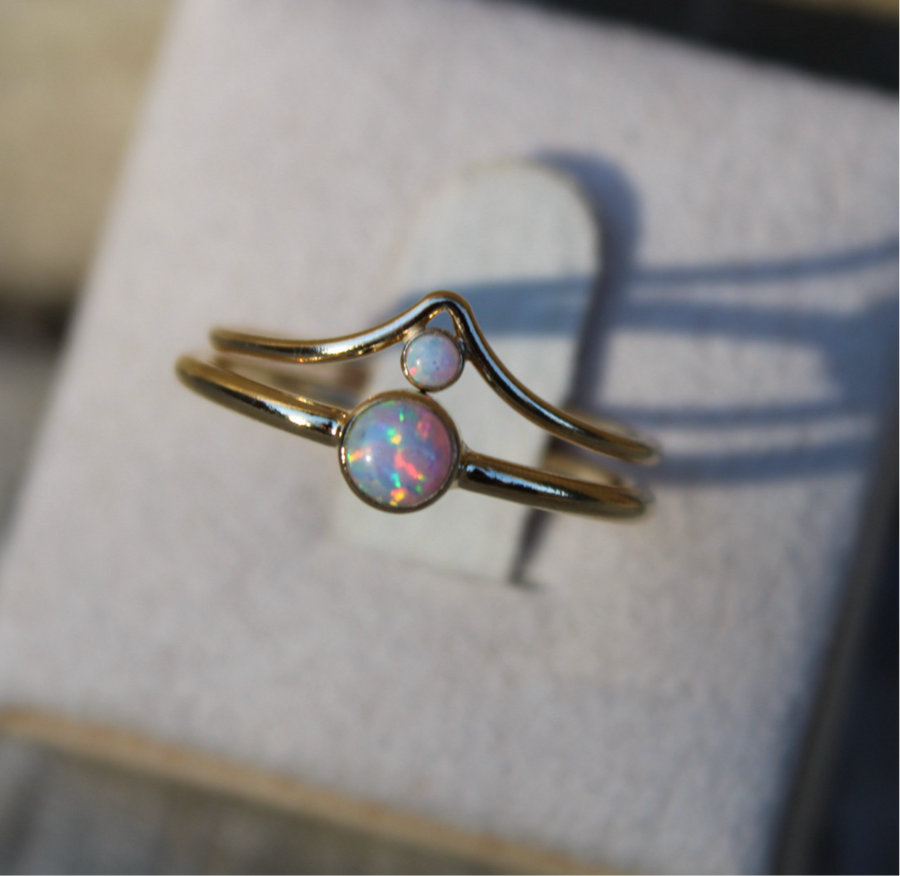 Vivian Grace Jewelry Ring Opal Chevron Stacking Ring - 14k Gold Filled