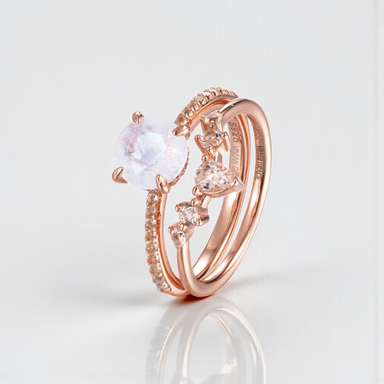 Vivian Grace Jewelry Ring Rose Gold / 5 Ava Moonstone & Topaz Ring Set