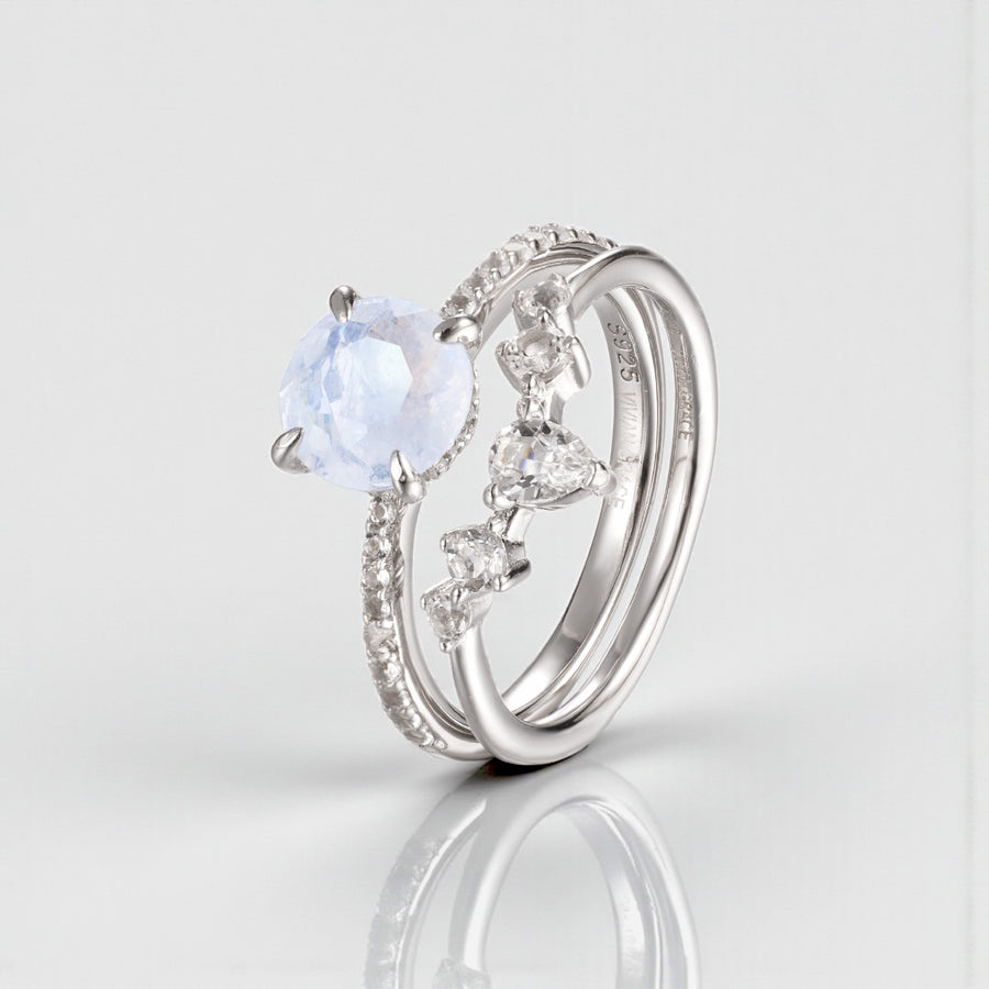 Vivian Grace Jewelry Ring Silver / 5 Ava Moonstone & Topaz Ring Set