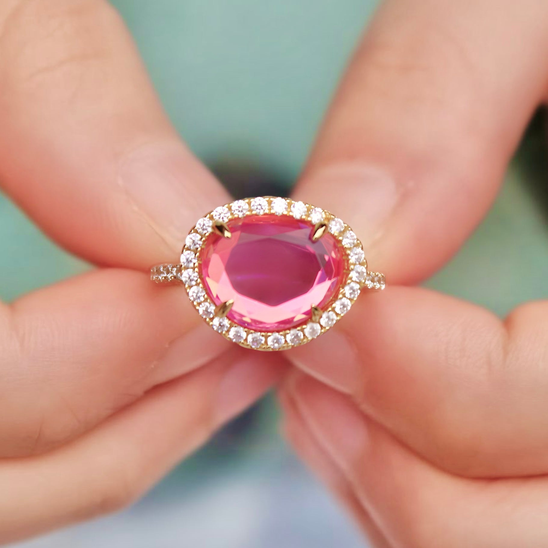 Vivian Grace Jewelry Ring Skye Ring - Pink Dichroic Glass