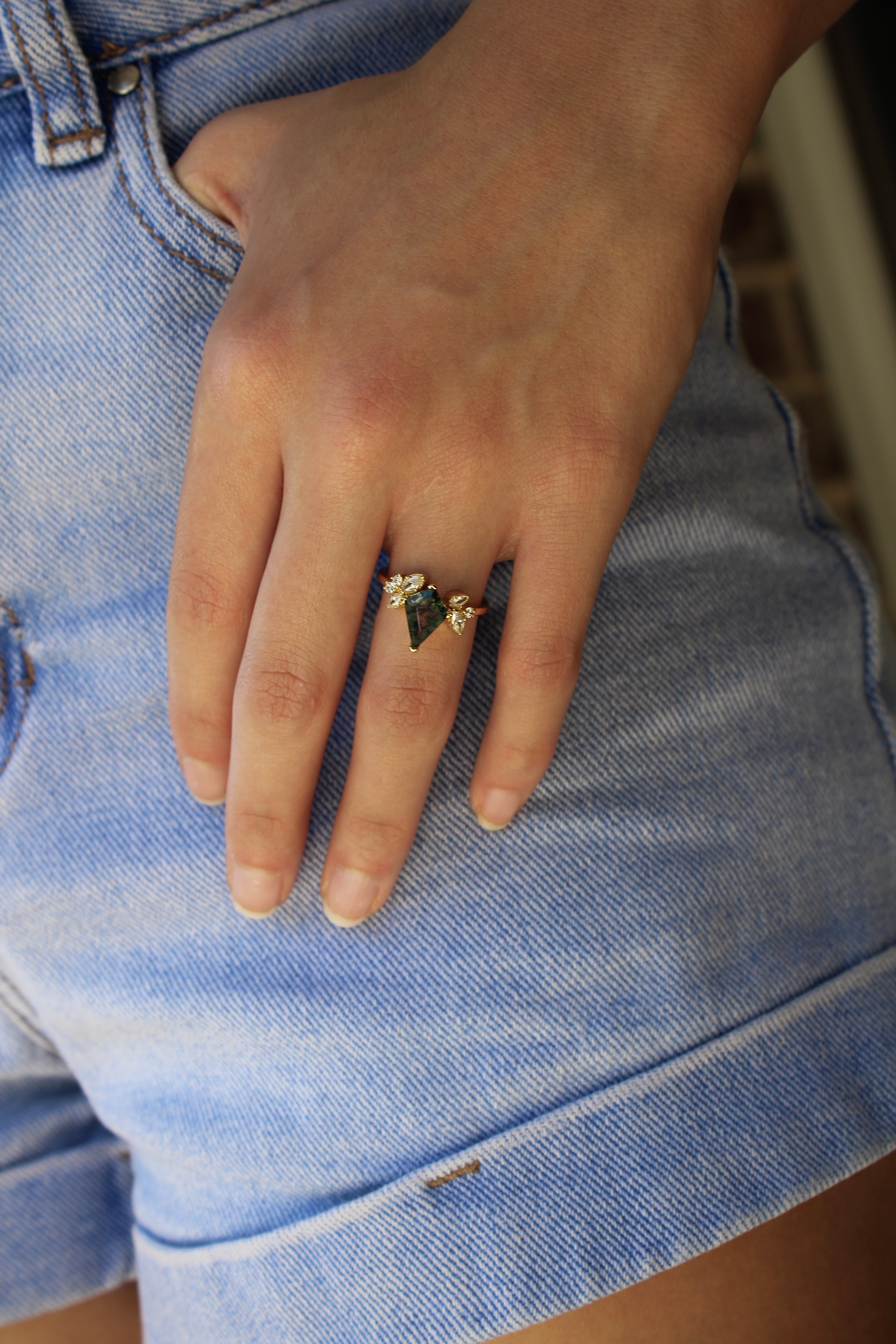 Vivian Grace Jewelry Ring The Emeliene Ring - Moss Agate
