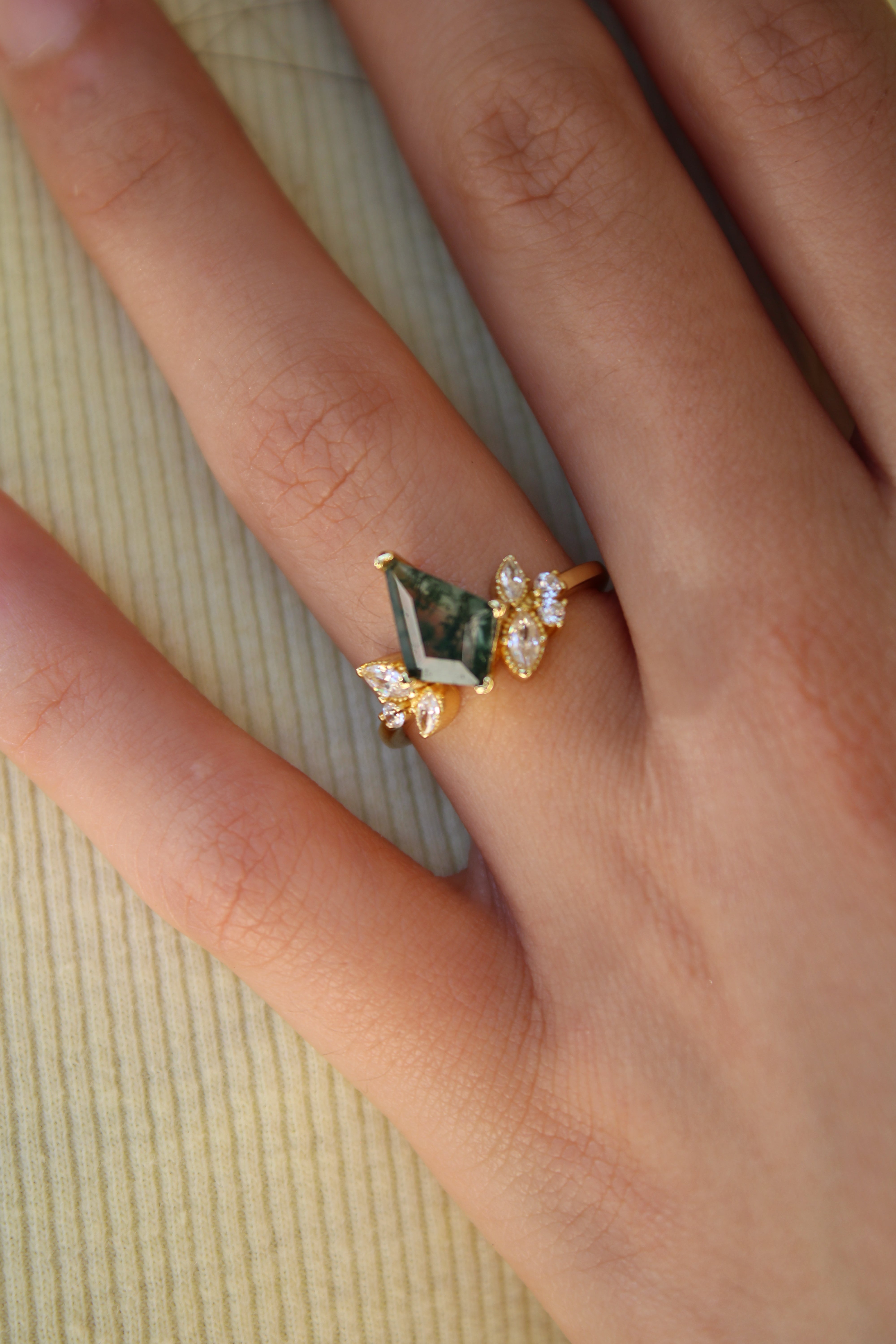 Vivian Grace Jewelry Ring The Emeliene Ring - Moss Agate