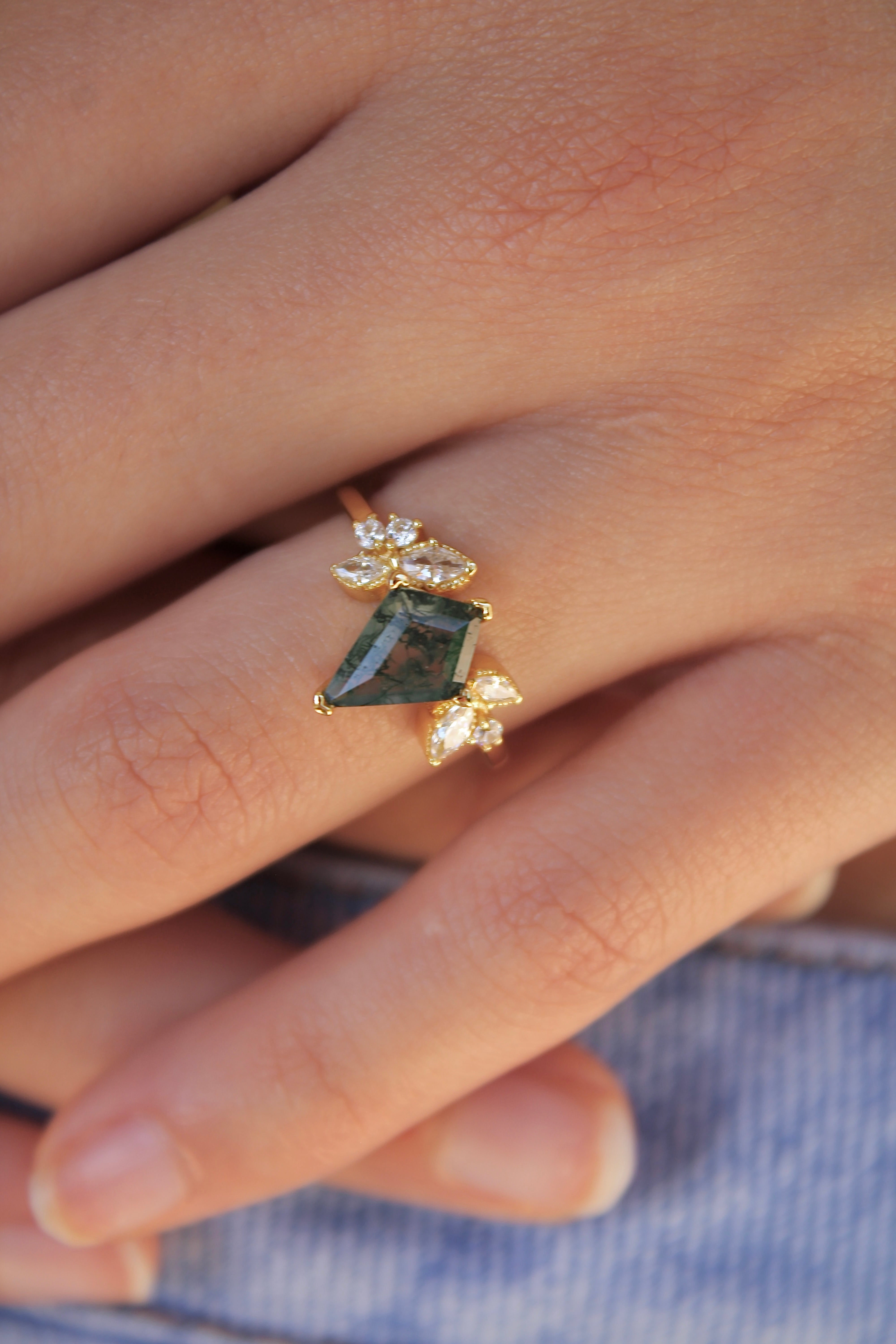 Vivian Grace Jewelry Ring The Emeliene Ring - Moss Agate