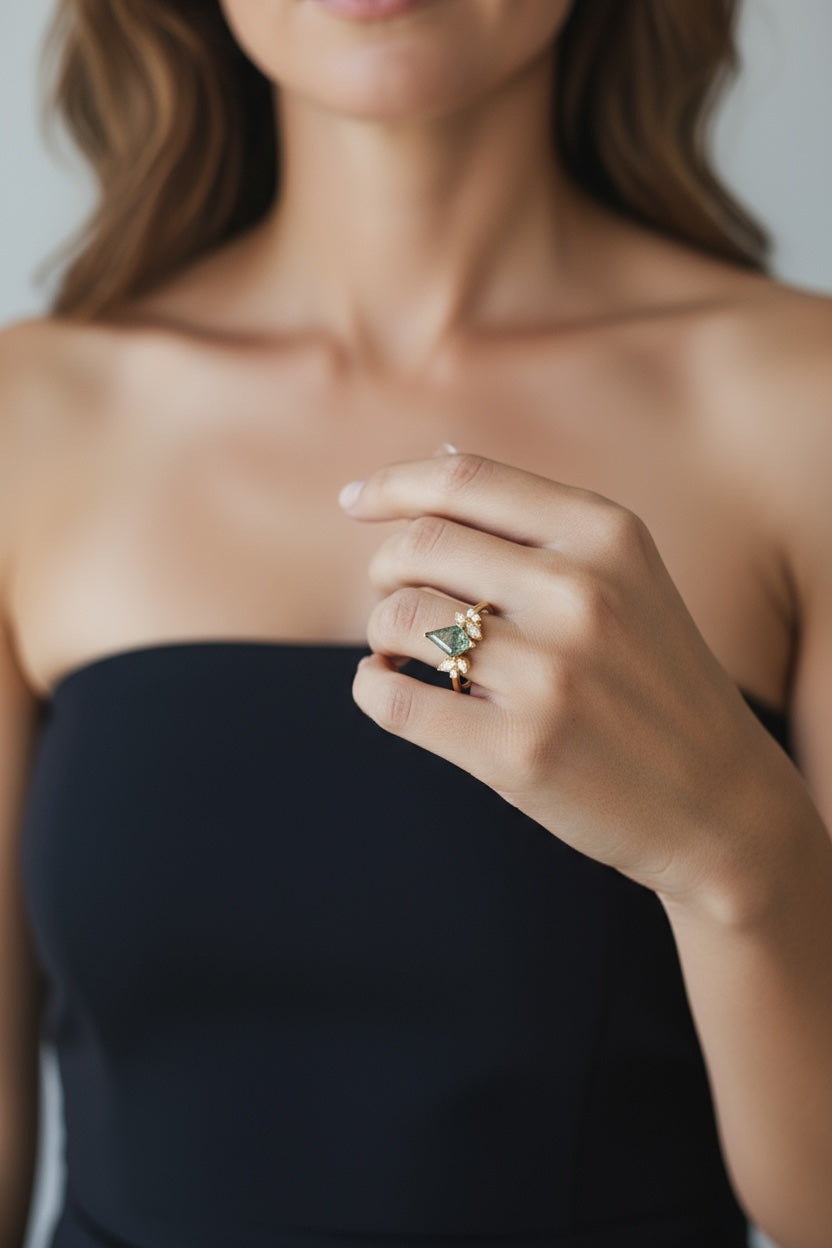 Vivian Grace Jewelry Ring The Emeliene Ring - Moss Agate
