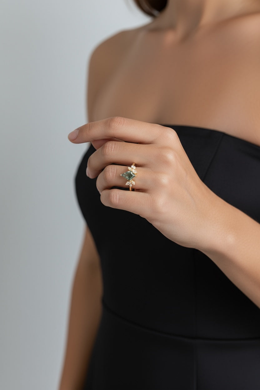 Vivian Grace Jewelry Ring The Emeliene Ring - Moss Agate