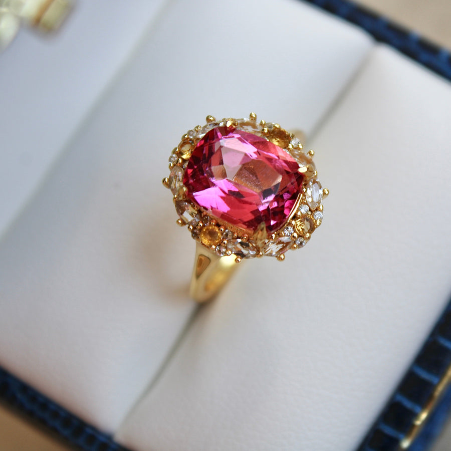 Vivian Grace Jewelry Ring The Poppy Ring - Pink Topaz and Citrine