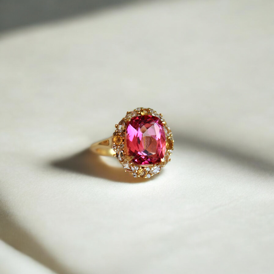 Vivian Grace Jewelry Ring The Poppy Ring - Pink Topaz and Citrine