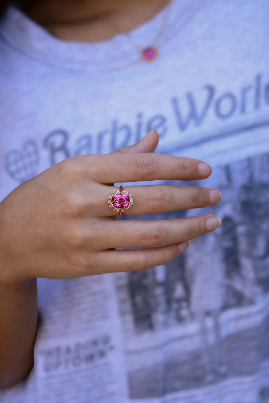 Vivian Grace Jewelry Ring The Poppy Ring - Pink Topaz and Citrine