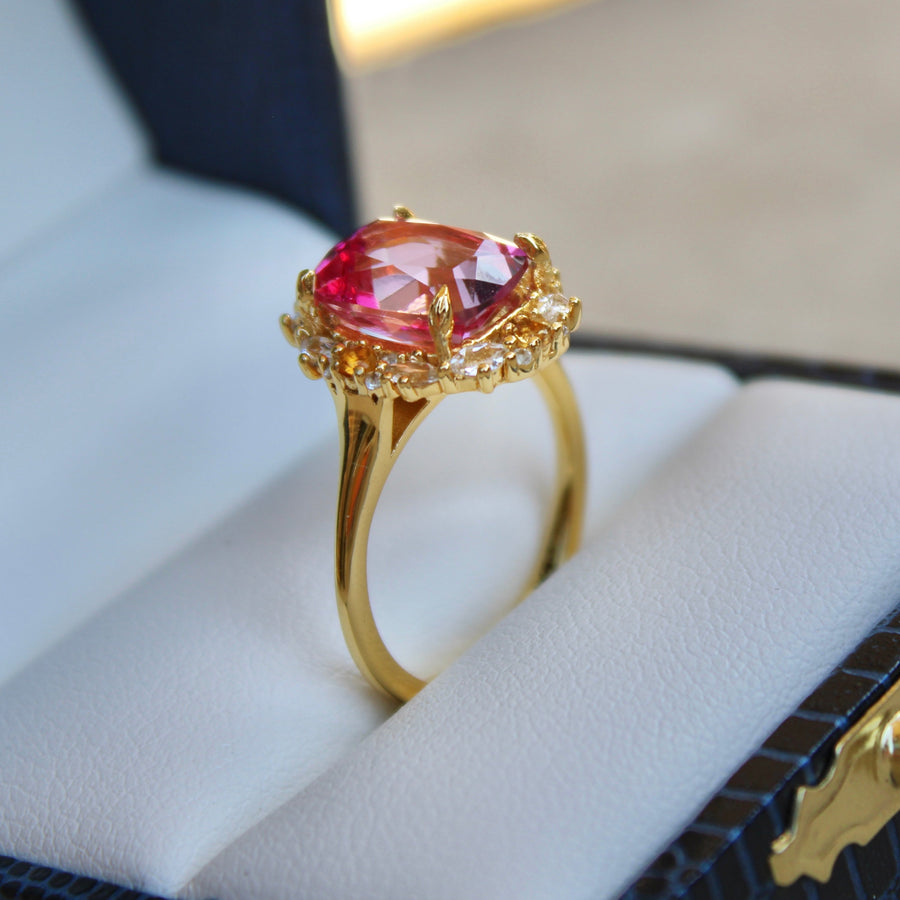 Vivian Grace Jewelry Ring The Poppy Ring - Pink Topaz and Citrine