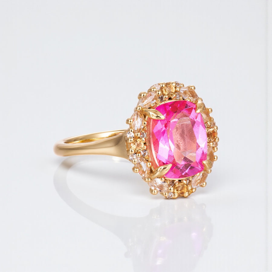 Vivian Grace Jewelry Ring The Poppy Ring - Pink Topaz and Citrine