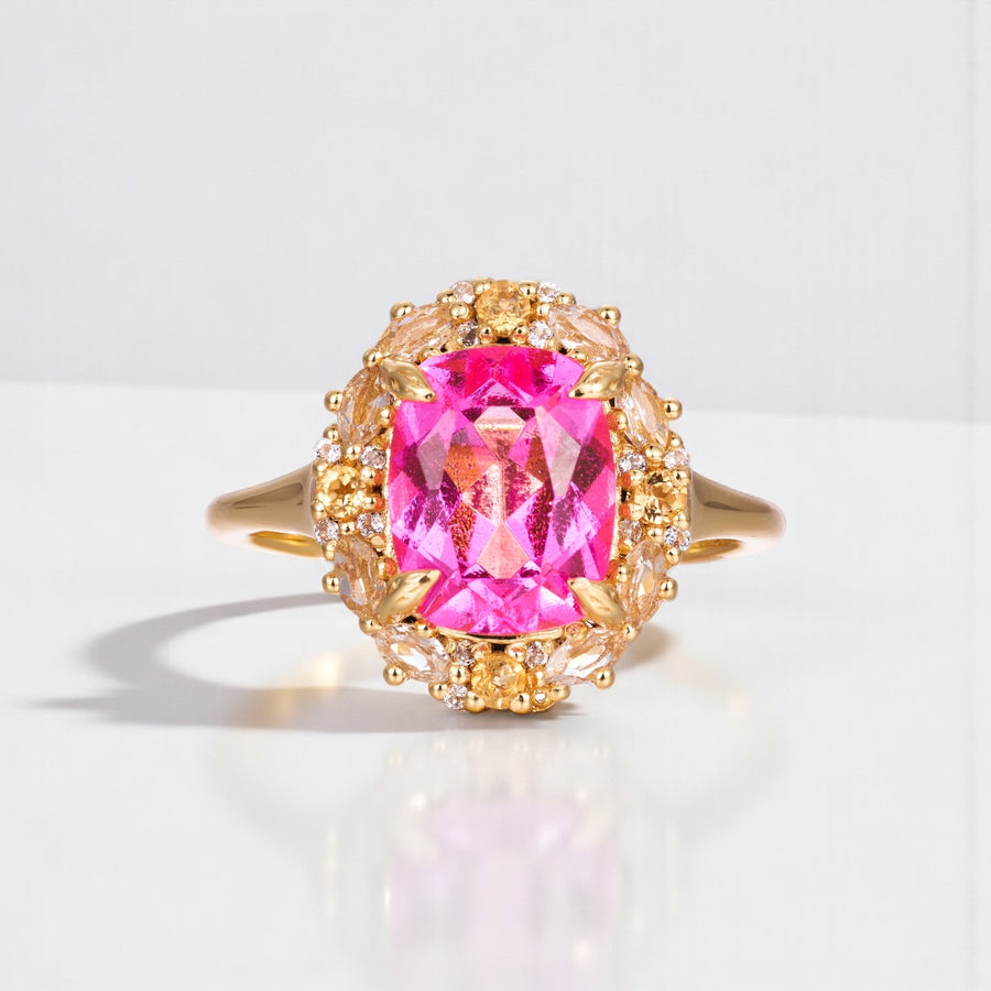 Vivian Grace Jewelry Ring The Poppy Ring - Pink Topaz and Citrine
