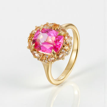 Vivian Grace Jewelry Ring The Poppy Ring - Pink Topaz and Citrine