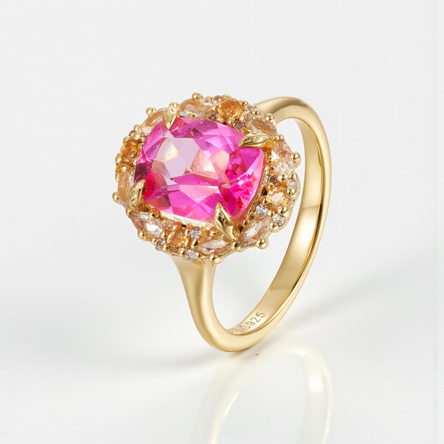 Vivian Grace Jewelry Ring The Poppy Ring - Pink Topaz and Citrine