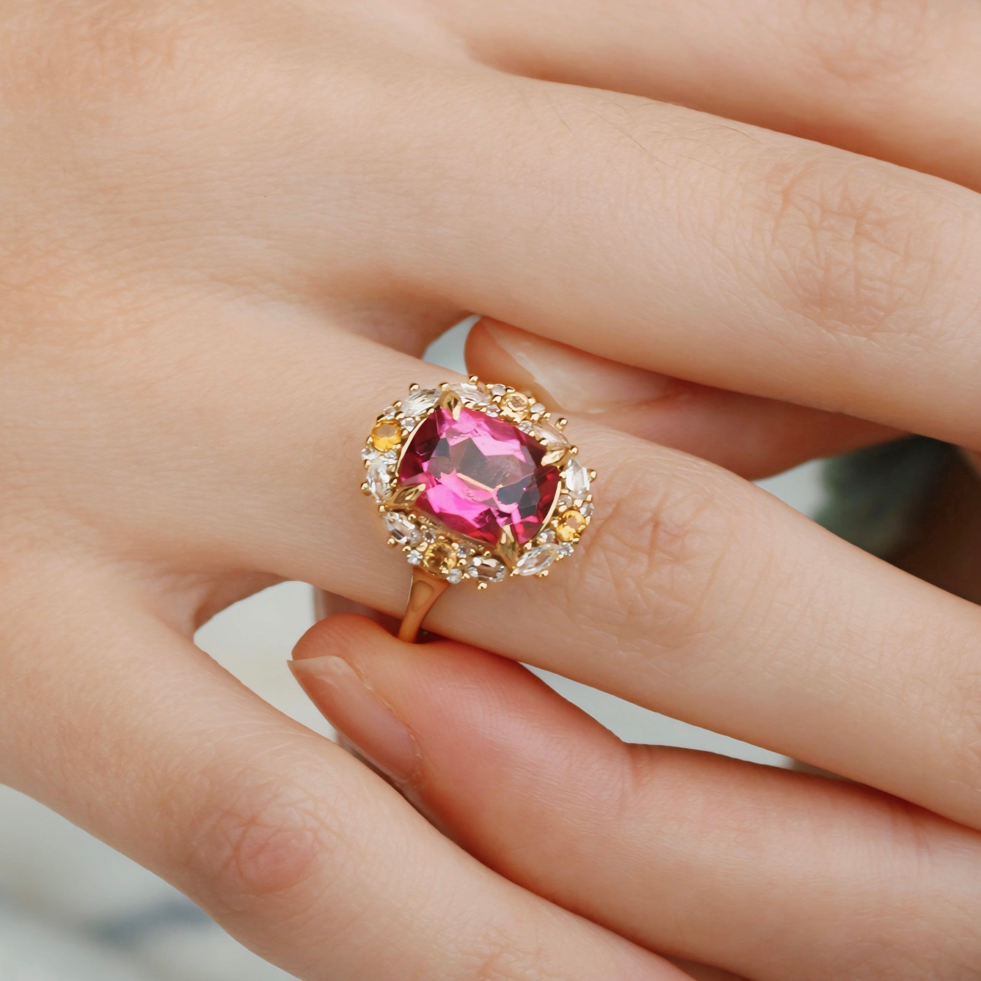 Vivian Grace Jewelry Ring The Poppy Ring - Pink Topaz and Citrine