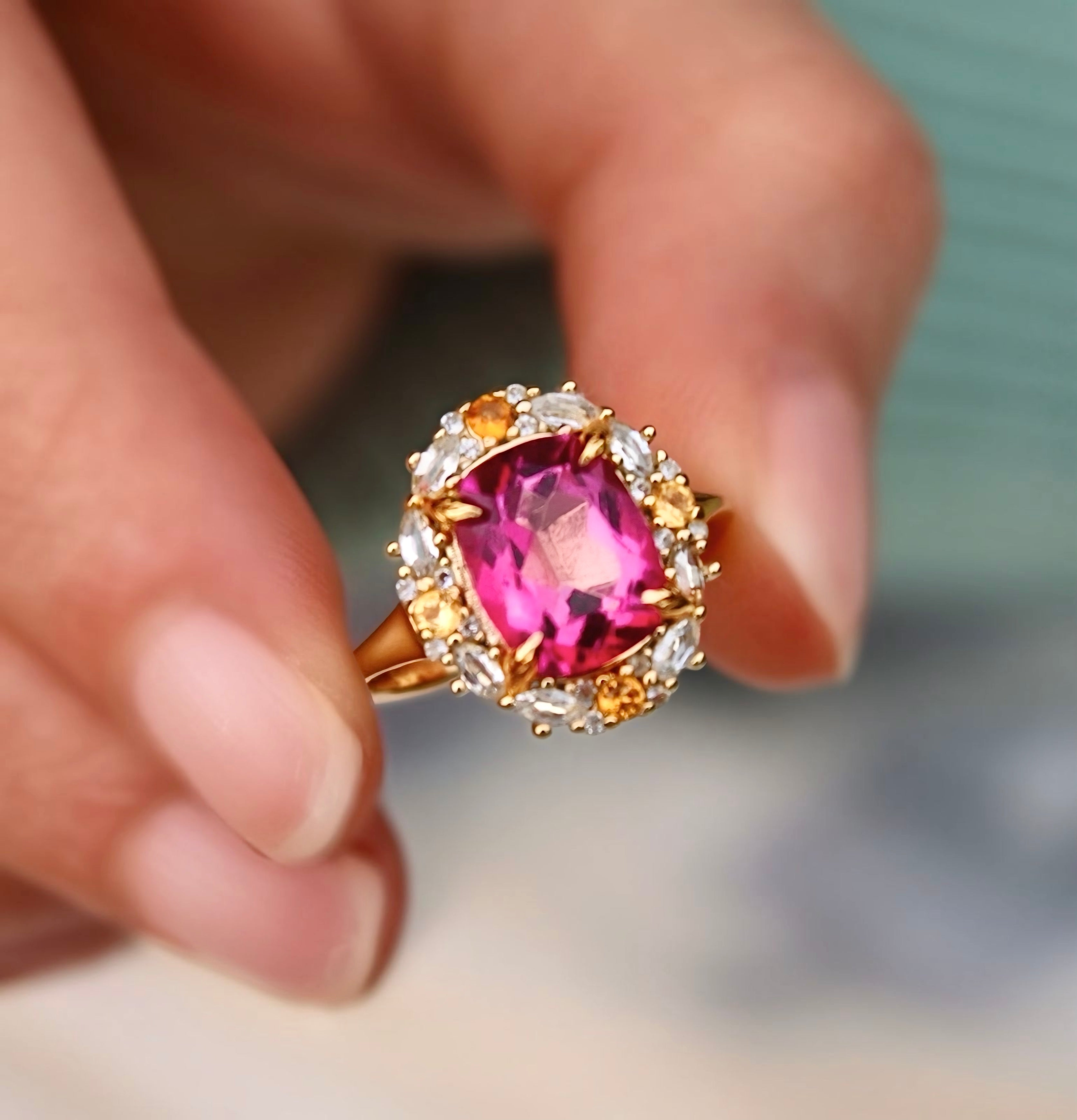 Vivian Grace Jewelry Ring The Poppy Ring - Pink Topaz and Citrine