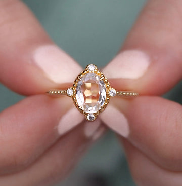 Vivian Grace Jewelry Ring White Topaz Versailles Ring- 14k Gold Vermeil