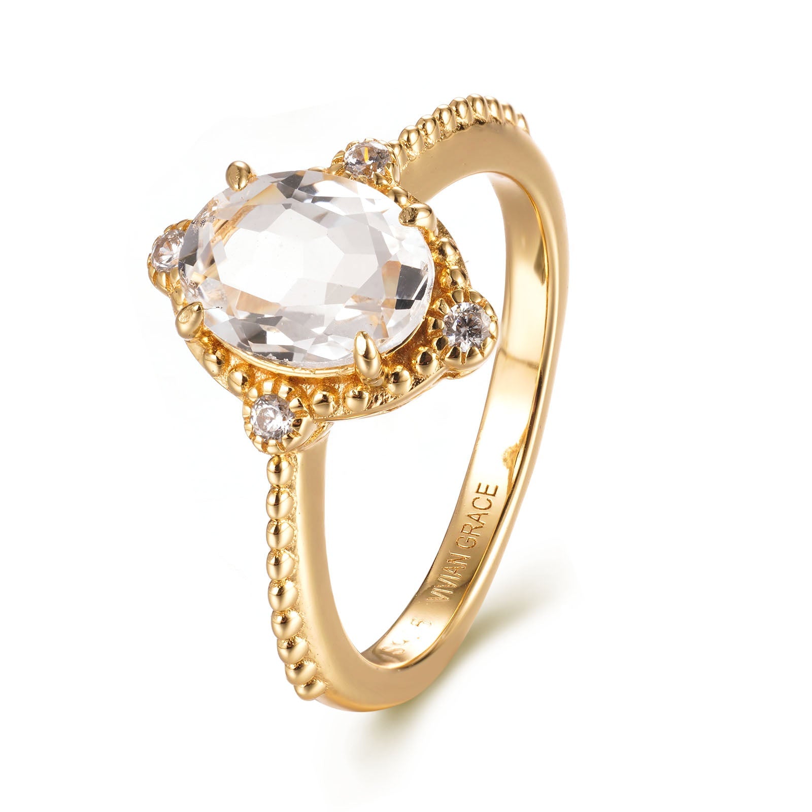 Vivian Grace Jewelry Ring White Topaz Versailles Ring- 14k Gold Vermeil