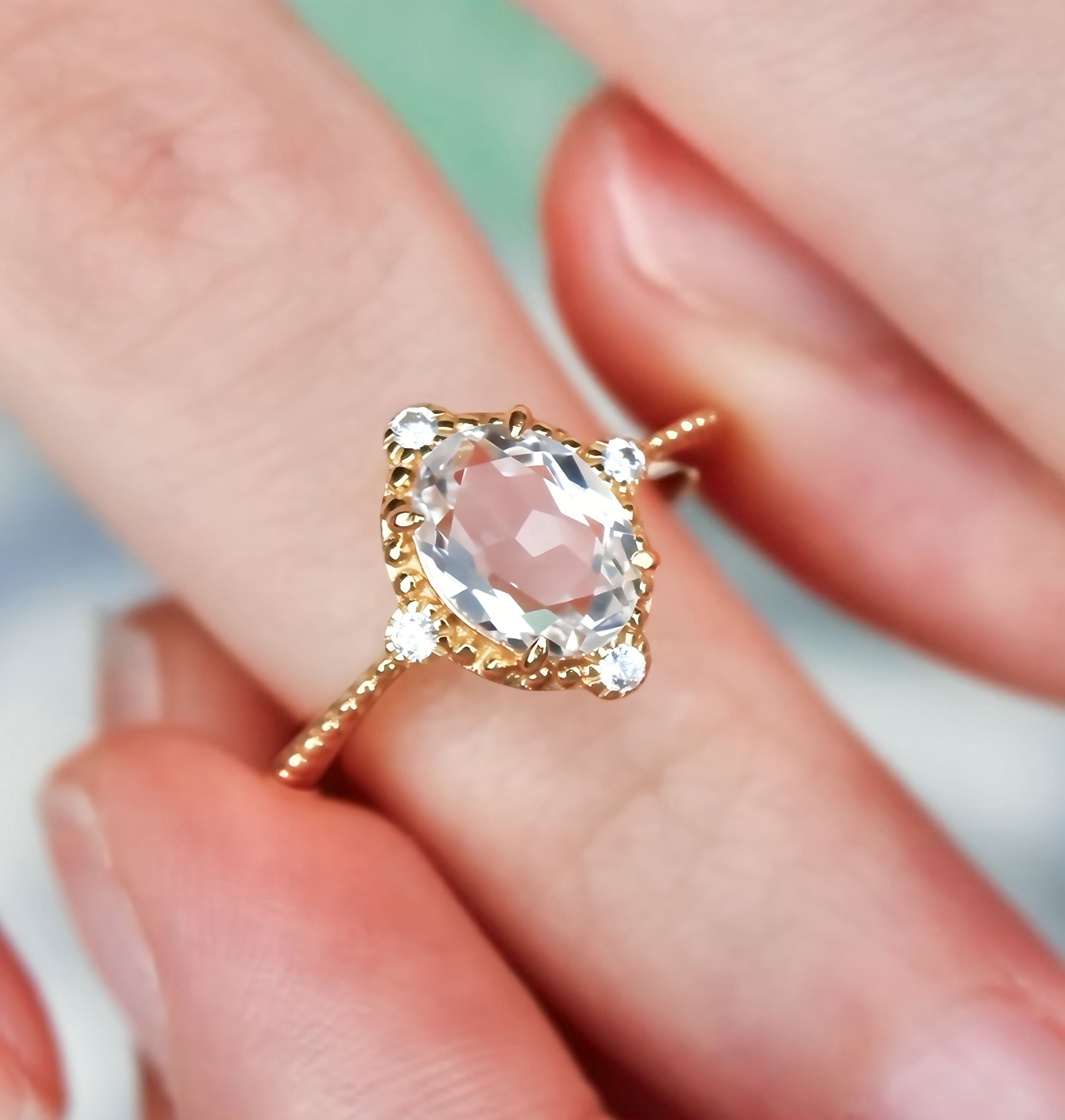 Vivian Grace Jewelry Ring White Topaz Versailles Ring- 14k Gold Vermeil