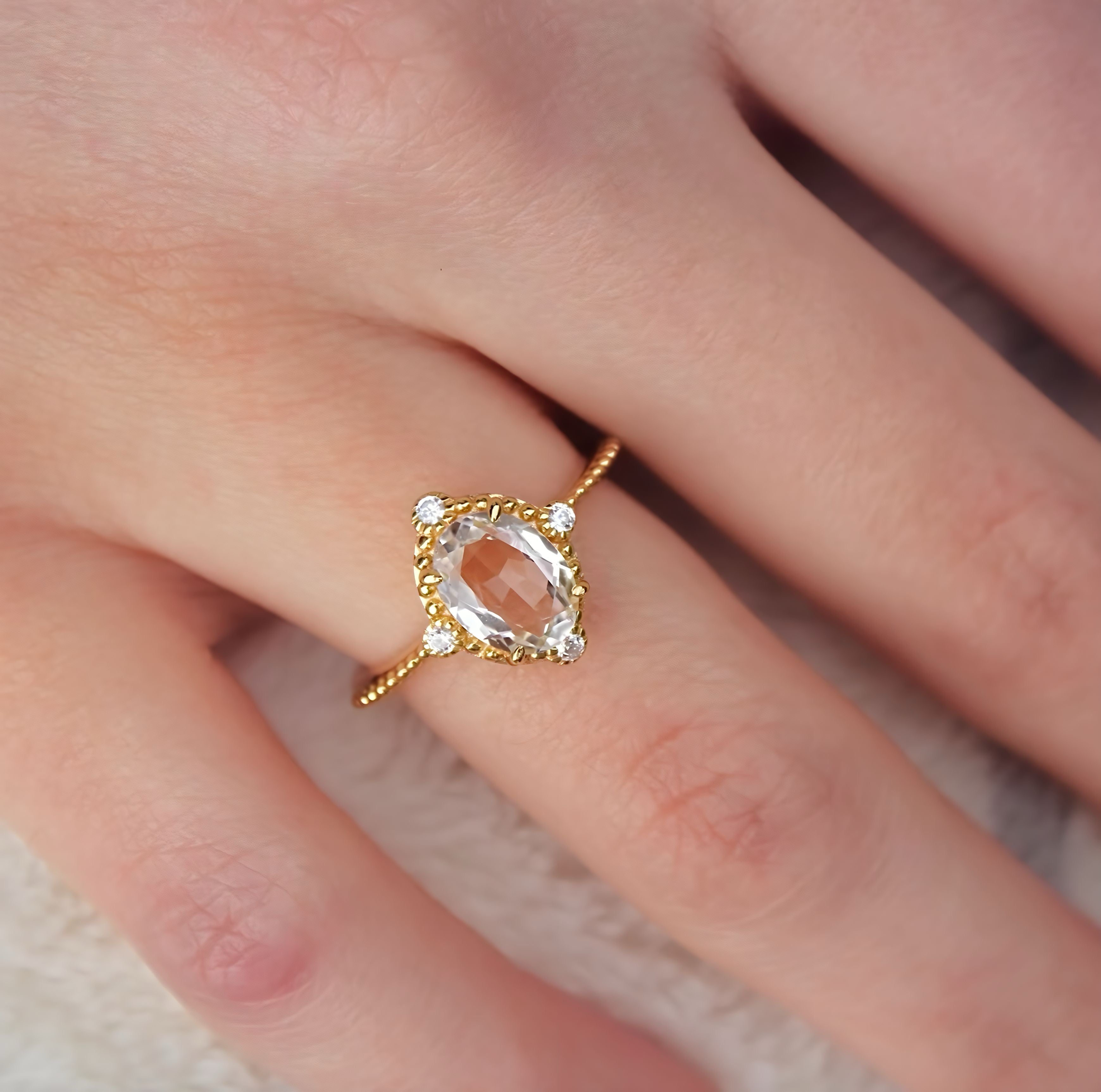 Vivian Grace Jewelry Ring White Topaz Versailles Ring- 14k Gold Vermeil