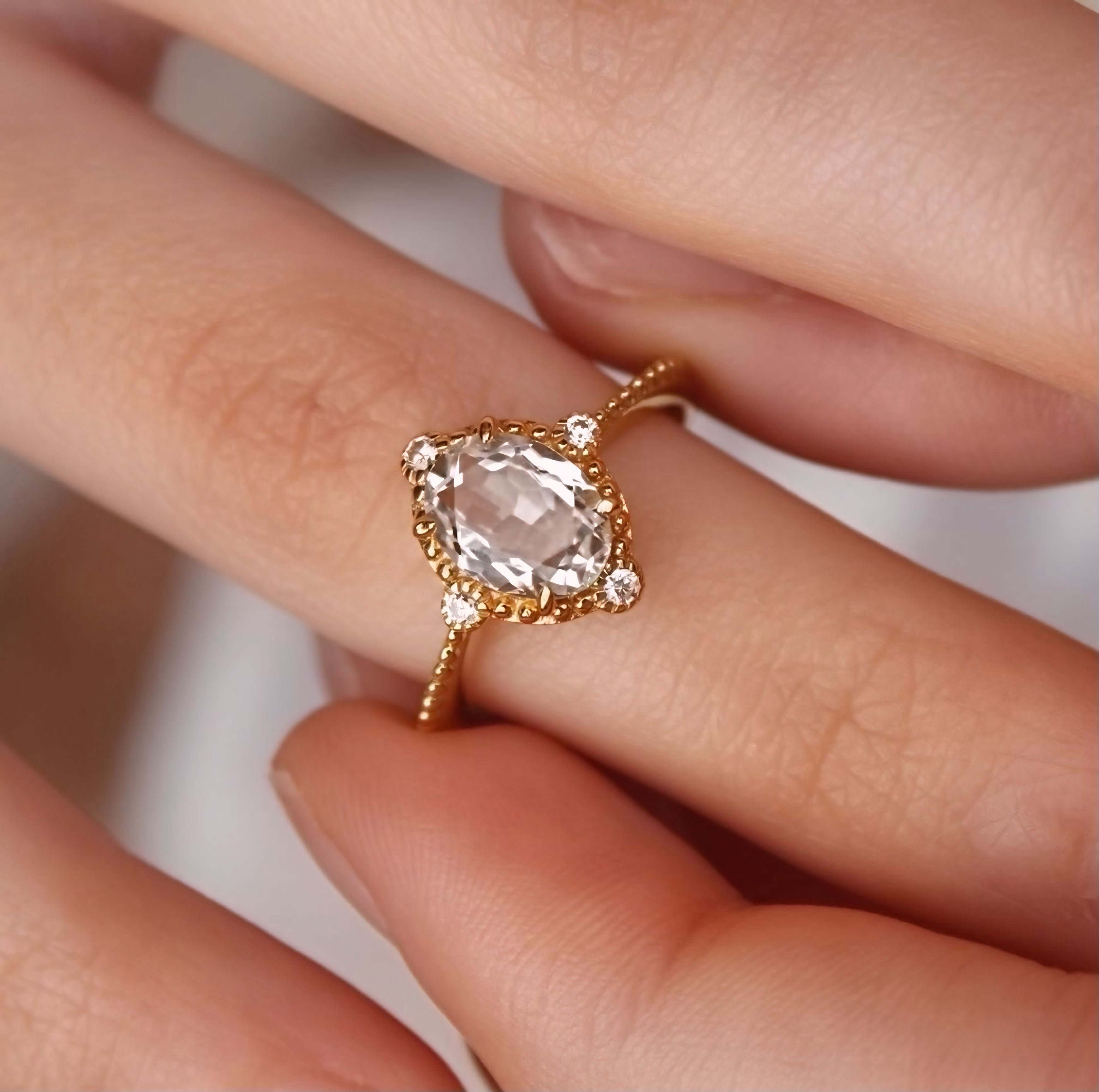 Vivian Grace Jewelry Ring White Topaz Versailles Ring- 14k Gold Vermeil