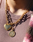 Vivian Grace Necklace Antiqued Gold Chunky Heart Chain