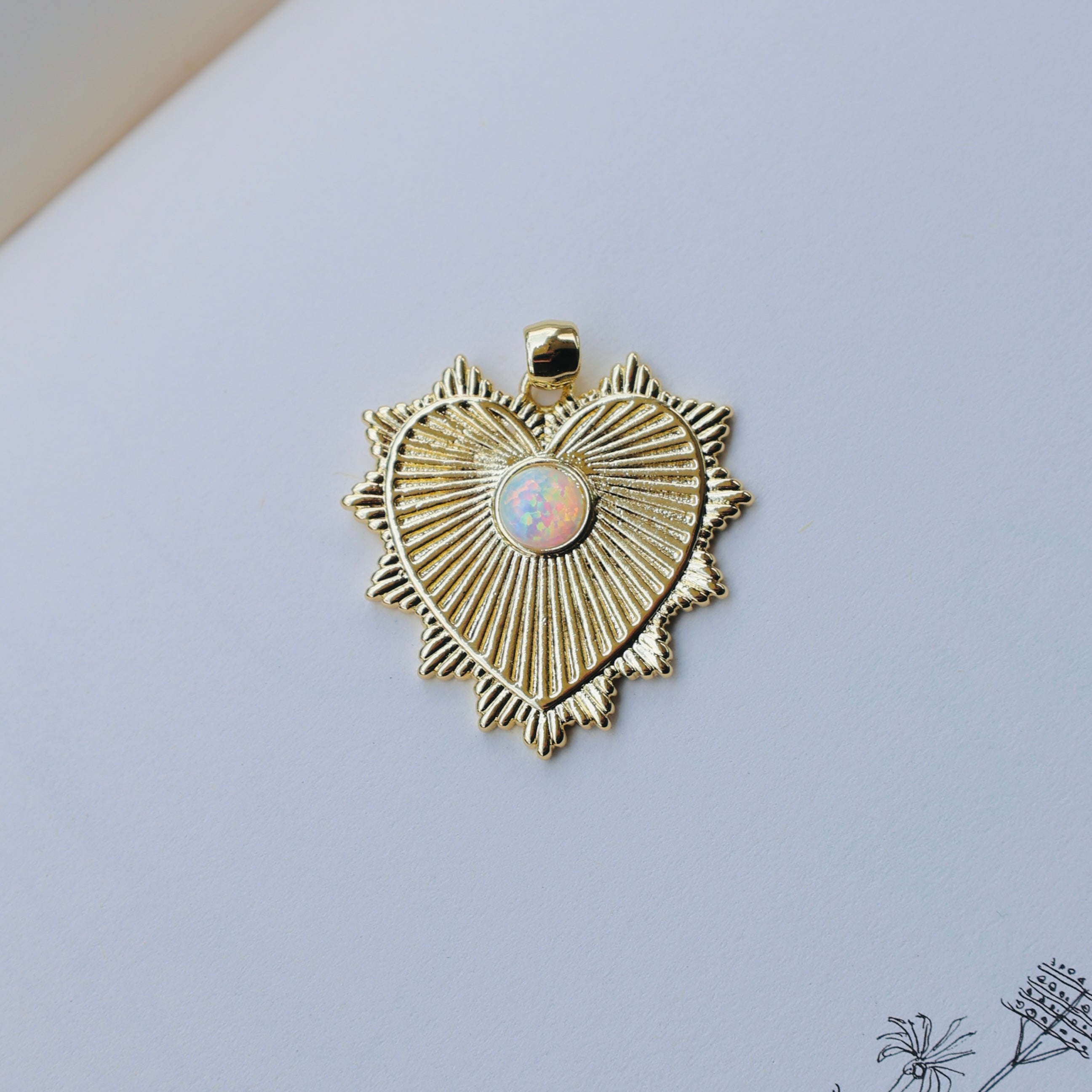 Vivian Grace Opal Sacred Heart Pendant Necklace