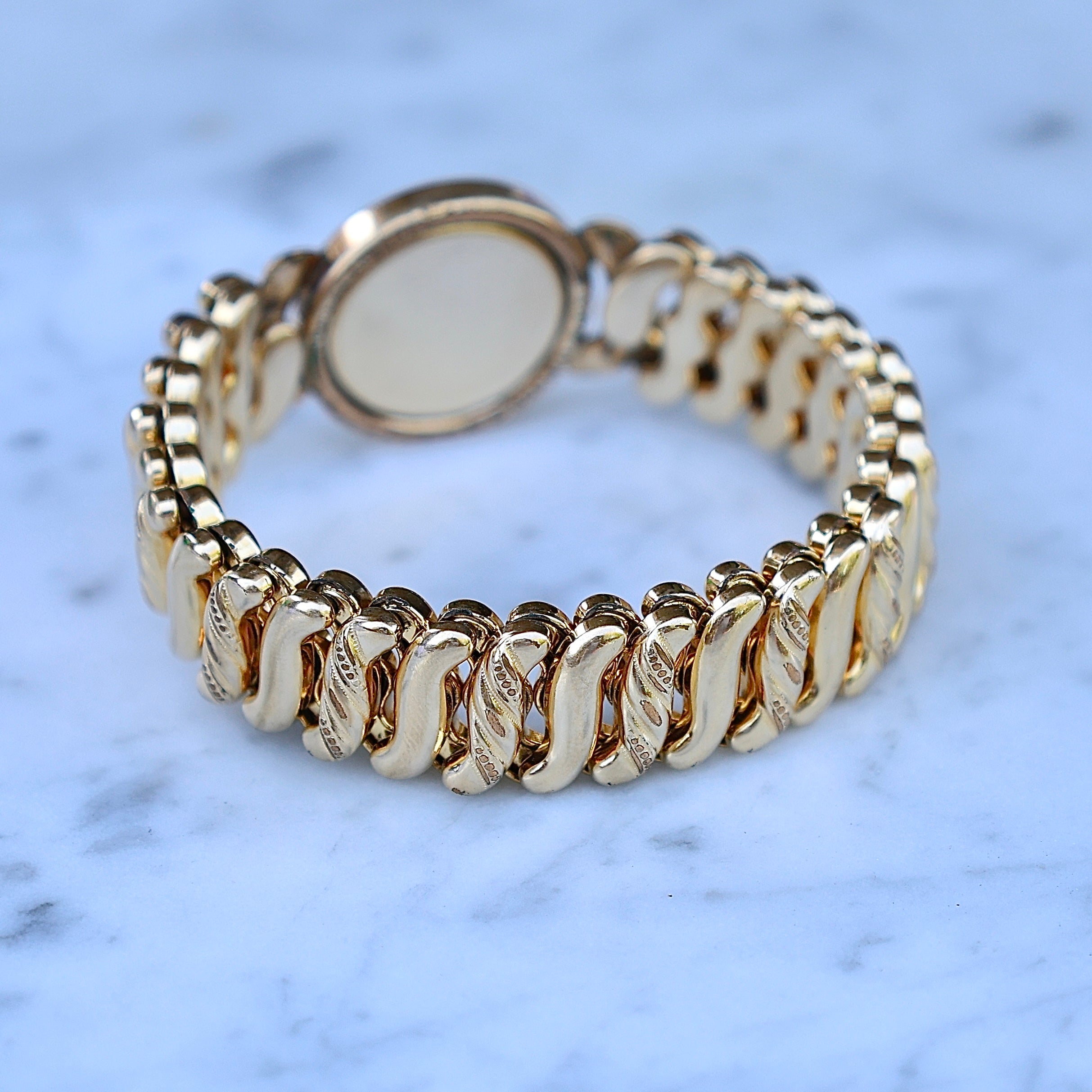 Vivian Grace Vintage Bracelet Gold ‘Carmen’ Gold Filled Etched Heart Sweetheart Bracelet - Vintage