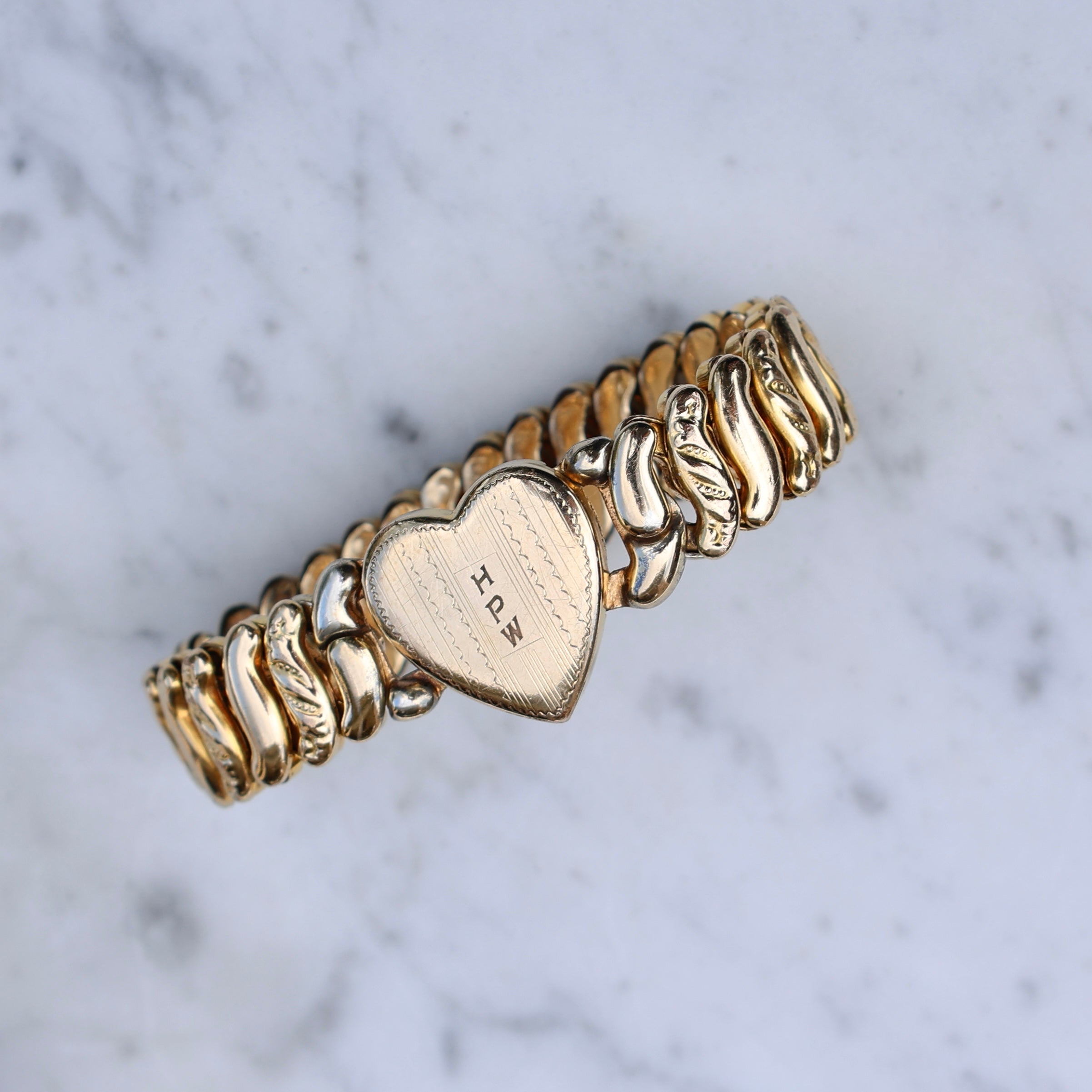 Vivian Grace Vintage Bracelet Gold La Mode Monogram Heart Gold Filled Sweetheart Expansion Bracelet - Vintage (Copy)