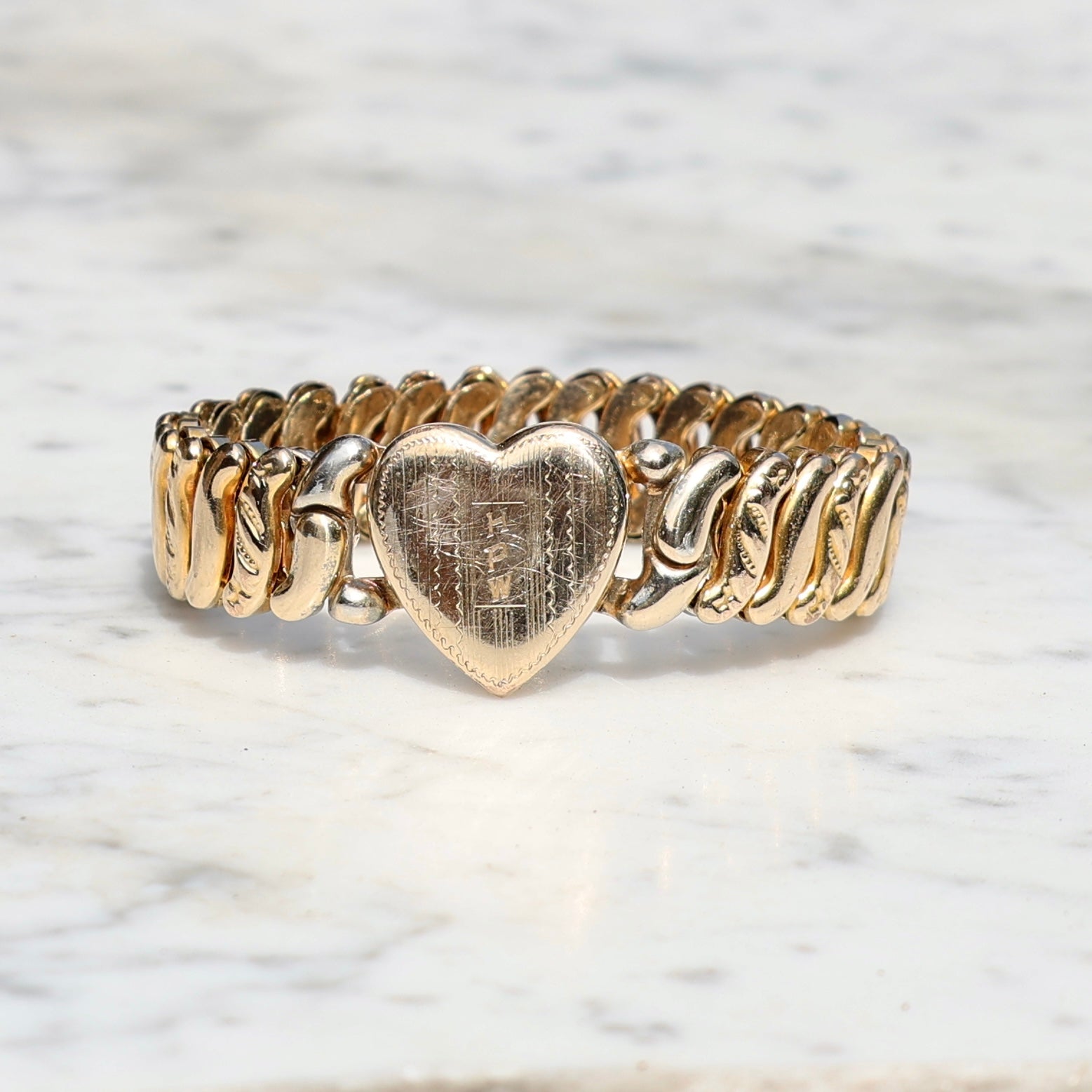 Vivian Grace Vintage Bracelet Gold La Mode Monogram Heart Gold Filled Sweetheart Expansion Bracelet - Vintage (Copy)
