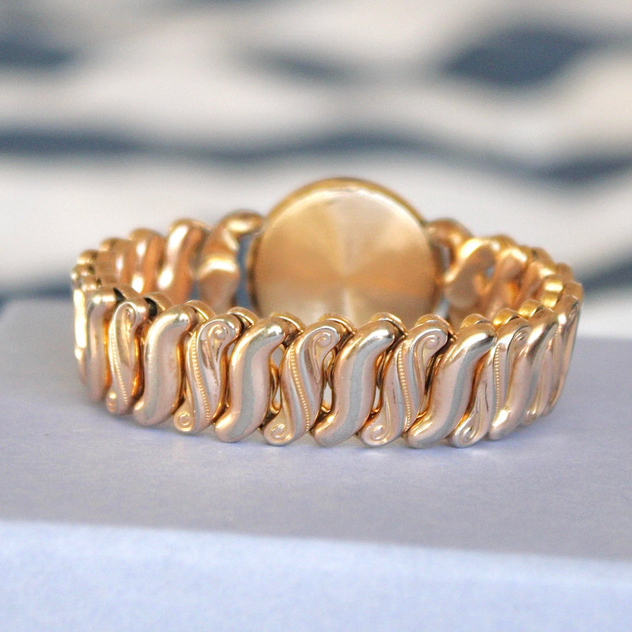 Vivian Grace Vintage Bracelet Gold Speidel Gold-Filled Sweetheart Bracelet with engraved floral locket- Vintage