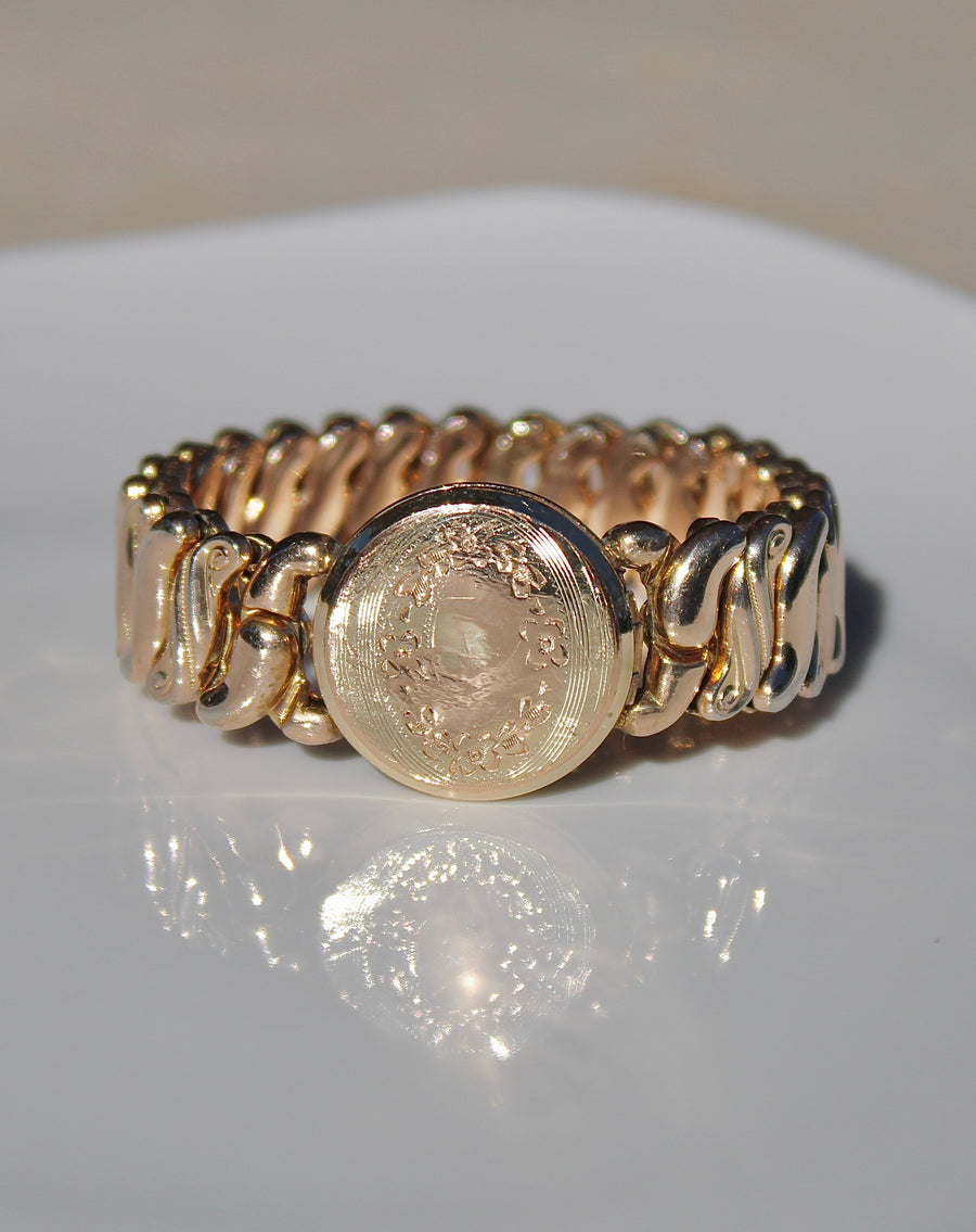 Vivian Grace Vintage Bracelet Gold Speidel Gold-Filled Sweetheart Bracelet with engraved floral locket- Vintage