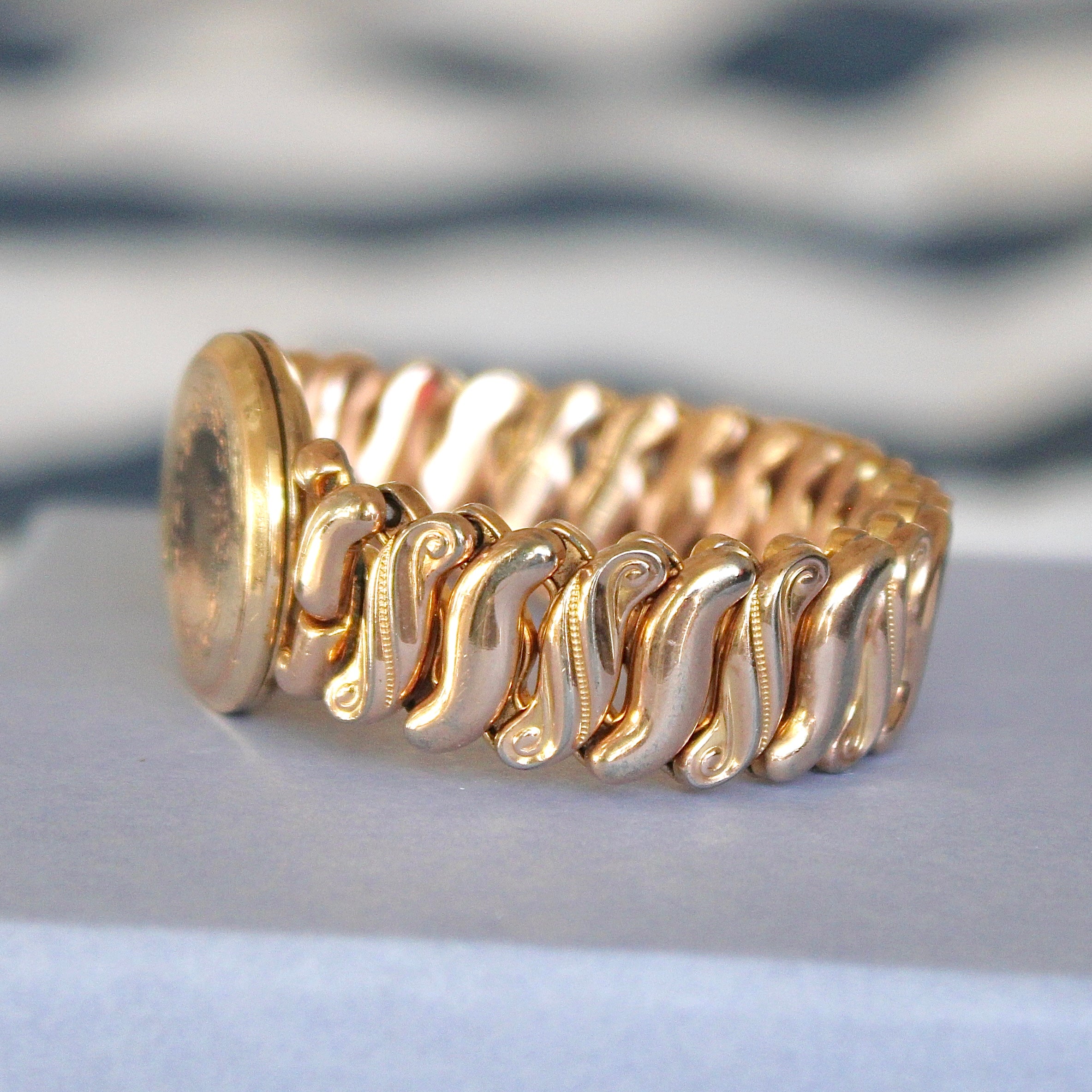 Vivian Grace Vintage Bracelet Gold Speidel Gold-Filled Sweetheart Bracelet with engraved floral locket- Vintage