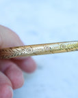 Vivian Grace Vintage Bracelet Gold Vintage 12k Gold-Filled Floral Etched Bangle Bracelet- slim design