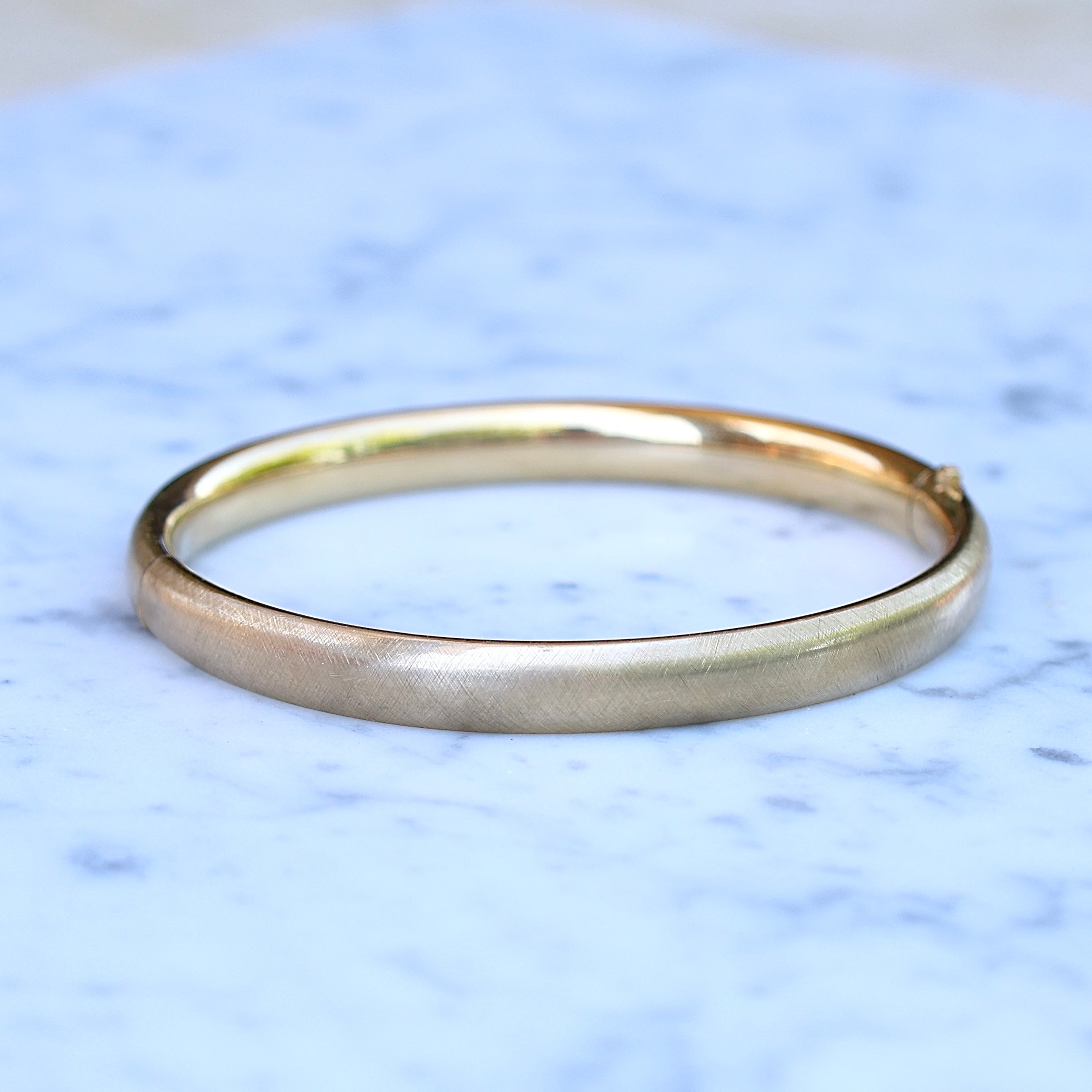 Vivian Grace Vintage Bracelet Gold Vintage 12k Gold-Filled Floral Etched Bangle Bracelet- slim design
