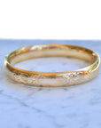Vivian Grace Vintage Bracelet Gold Vintage 14k Gold-Filled Floral Etched Bangle Bracelet- Engraveable