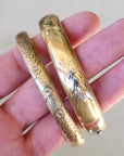 Vivian Grace Vintage Bracelet Gold Vintage 14k Gold-Filled Floral Etched Bangle Bracelet- Engraveable