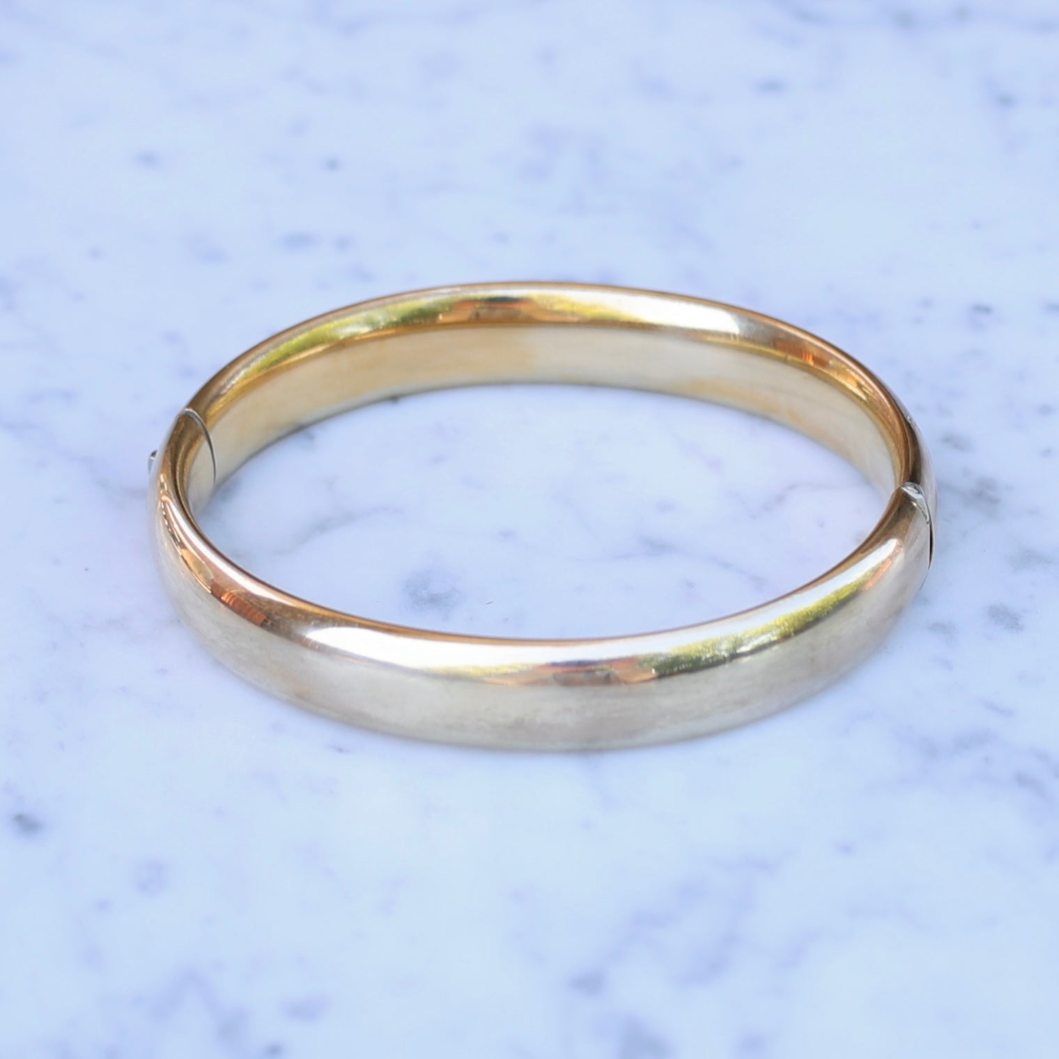 Vivian Grace Vintage Bracelet Gold Vintage 14k Gold-Filled Floral Etched Bangle Bracelet- Engraveable