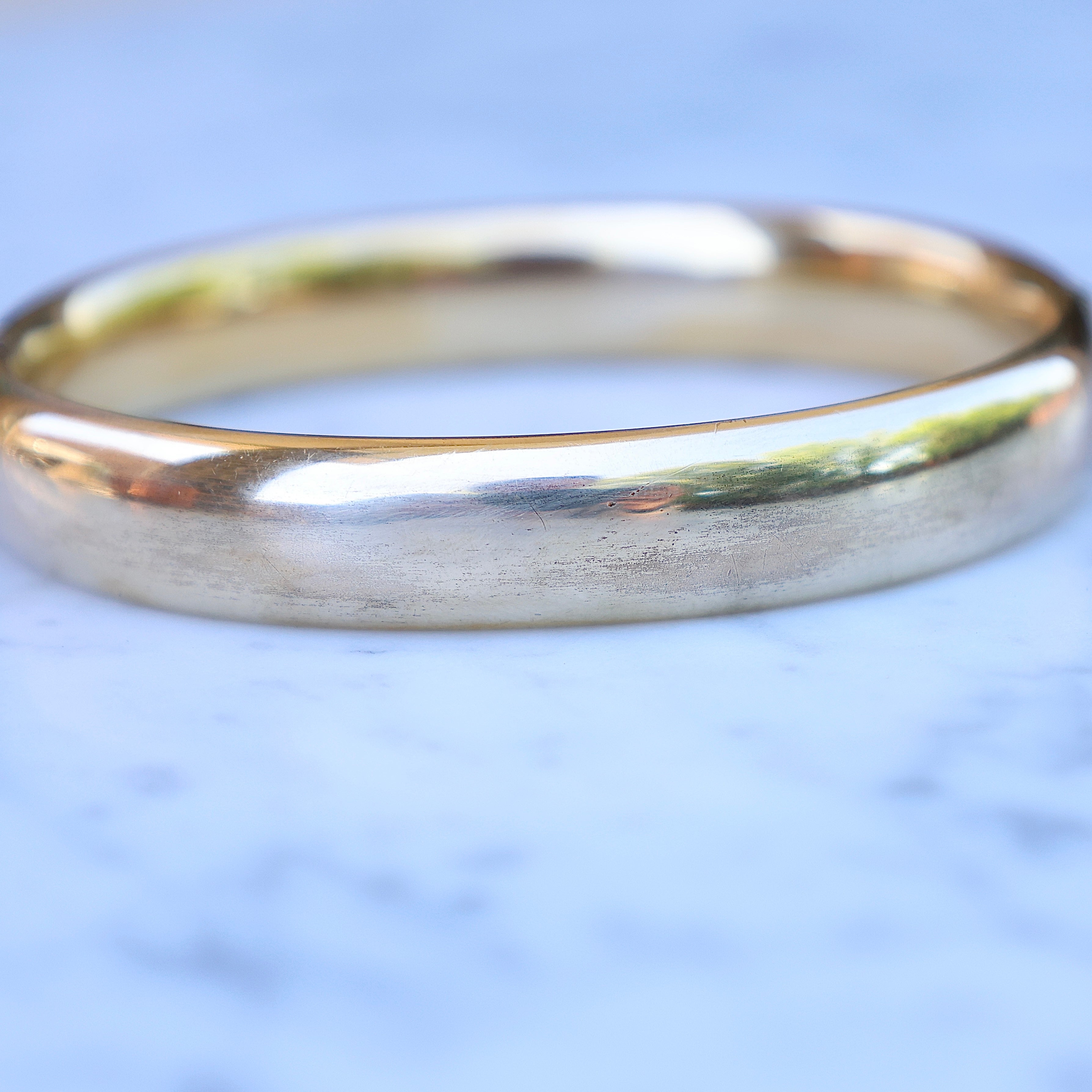 Vivian Grace Vintage Bracelet Gold Vintage 14k Gold-Filled Floral Etched Bangle Bracelet- Engraveable