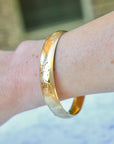 Vivian Grace Vintage Bracelet Gold Vintage 14k Gold-Filled Floral Etched Bangle Bracelet- Engraveable