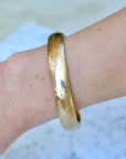 Vivian Grace Vintage Bracelet Gold Vintage 14k Gold-Filled Floral Etched Bangle Bracelet- Engraveable