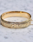 Vivian Grace Vintage Bracelet Gold Vintage Hinged 12k Gold Filled Etched Floral Bangle Bracelet - Hayward