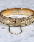 Vivian Grace Vintage Bracelet Gold Vintage Hinged 12k Gold Filled Etched Floral Bangle Bracelet - Hayward