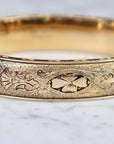 Vivian Grace Vintage Bracelet Gold Vintage Hinged 12k Gold Filled Etched Floral Bangle Bracelet - Hayward