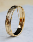 Vivian Grace Vintage Bracelet Gold Vintage Hinged 12k Gold Filled Etched Floral Bangle Bracelet - Hayward