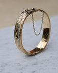 Vivian Grace Vintage Bracelet Gold Vintage Hinged 12k Gold Filled Etched Floral Bangle Bracelet - Hayward