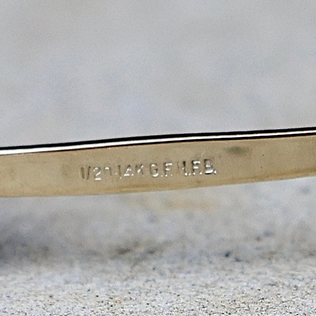 Vivian Grace Vintage Bracelet Gold Vintage Mid-Century 14k Gold-Filled Floral Etched Bangle Bracelet by H.F.B.